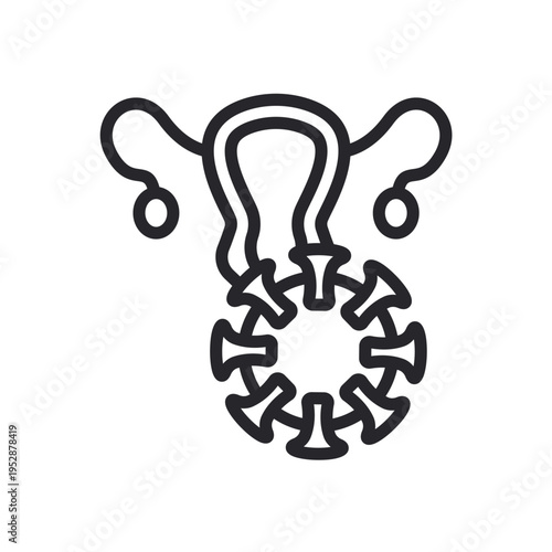 uterine cancer icons outline and Flat Style,transparent background