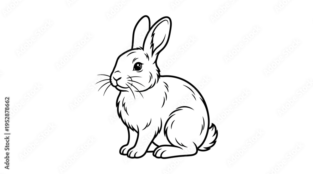Fototapeta premium Cute white rabbit sitting down.