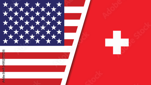 The flags of the United States and Switzerland side by side in a symbol of international friendship and cooperation.