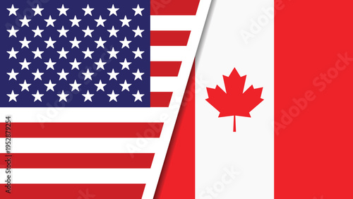 The flags of the United States and Canada side by side, symbolizing friendship and cooperation between the two nations.