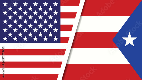 The flags of the United States and Puerto Rico displayed side by side in a symbol of unity and international relations.