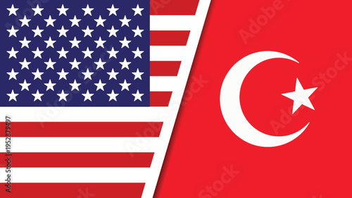 The flags of the United States and Turkey side by side in a symbol of international relations and diplomacy