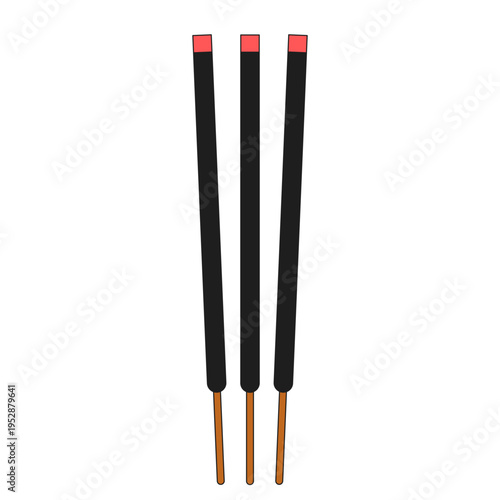 Balinese Incense Stick Ritual Illustration