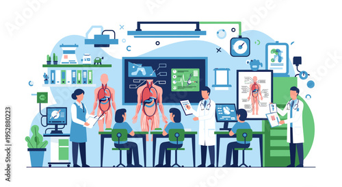 This illustration depicts advanced medical technology, perfect for healthcare websites, articles, or marketing materials related to diagnostics and pa