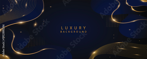 blue abstract background with luxury golden elements vector illustration