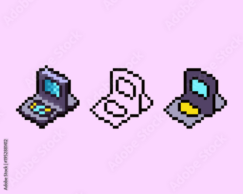 Pixel Art Handheld Console Electronic Sprites. Perfect for retro themed UI elements, in game collectible trophies, or as a mini game trigger item within a larger game
