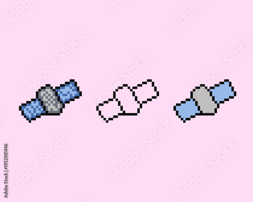 Pixel Art Space Satellite Solar Icons. Perfect for space strategy games, communication system upgrades, or UI icons for orbital technology levels
