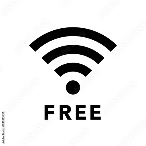 フリーWi-Fiのアイコン　モノクロ　素材　イラスト