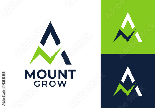 abstract mountain with arrow growth logo design