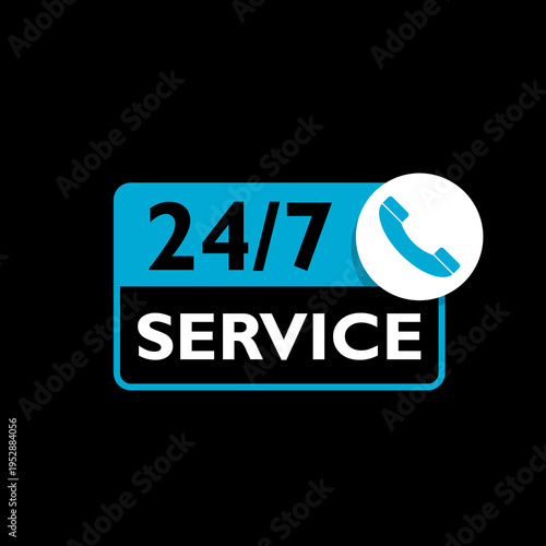 24 7 Service Open icon isolated on black background