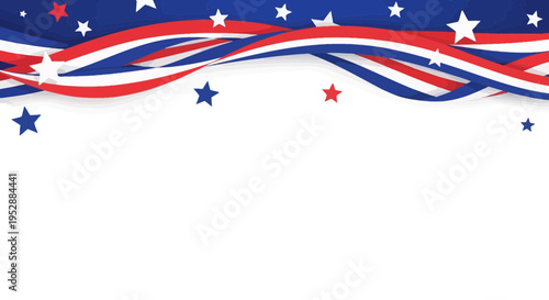 American patriotic ribbon and stars vector border