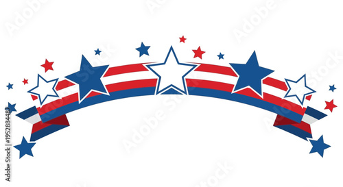 American patriotic ribbon banner with stars vector