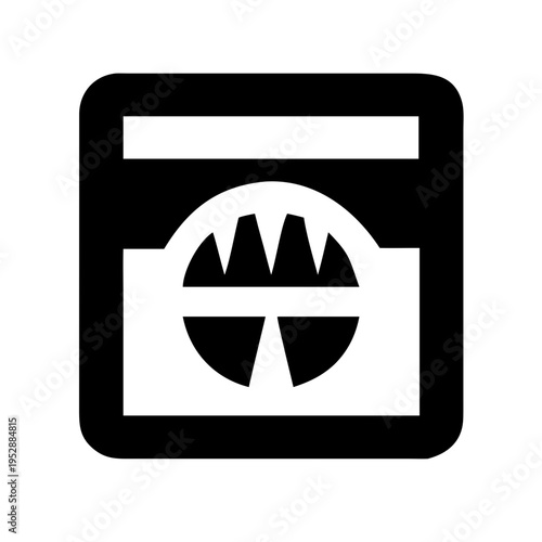 Black icon of washing machine symbol representing home appliance and laundry room service