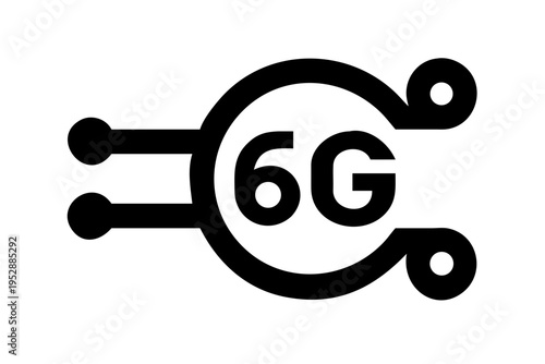 6g network symbol with circle and lines