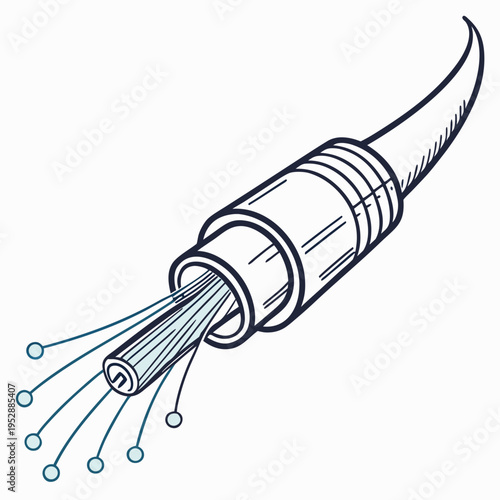 A fiber optic cable with wires coming out of it