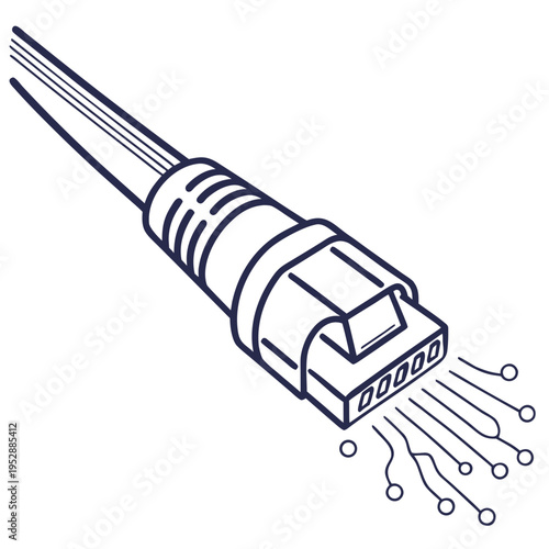 A close-up of a network cable connector