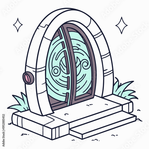 A cartoon illustration of a small door