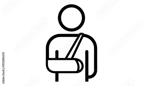 Patient with broken arm in a sling icon vector illustration