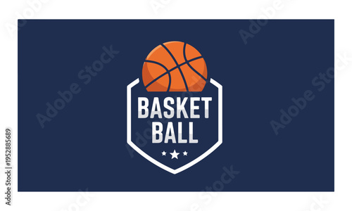 Basketball Tournament Emblem Design with Shield and Stars