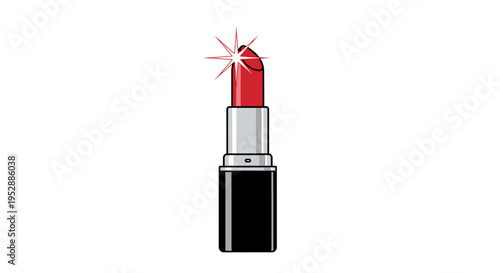 Red Lipstick with Sparkle - Beauty Product Illustration