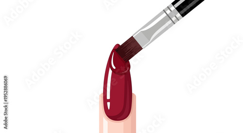Applying Burgundy Nail Polish with Brush