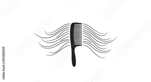 Hair Comb Styling Flowing Hair Abstract Minimalist Logo Design Vector