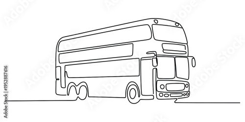 Continuous One Line Drawing of a Double Decker Bus
