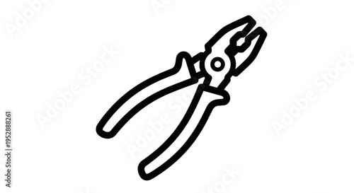 A black line drawing of pliers