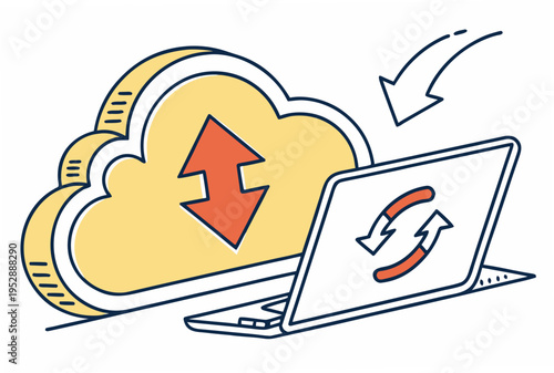 Cloud computing with data transfer to laptop