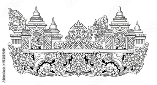 Intricate Hindu Temple Architecture Design.