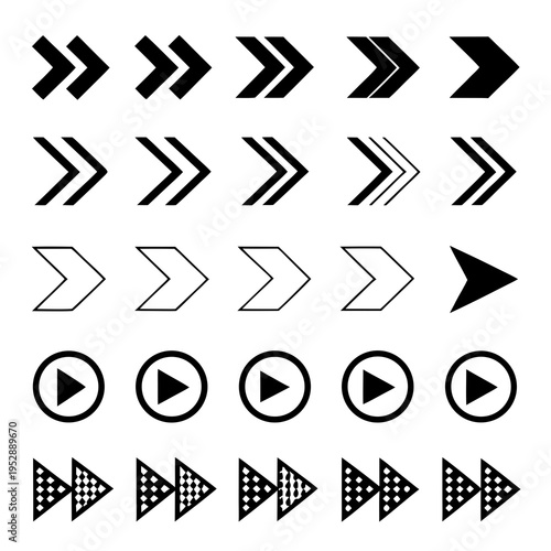 Εκτύπωση καμβά Collection of bold black and white arrow heads featuring various patterns like c