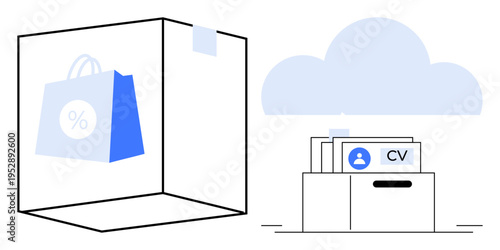 Digital storage concept. Digital storage for cloud data, e-commerce, and document management. Digital storage secure backup and easy retrieval for online systems, business, and organization
