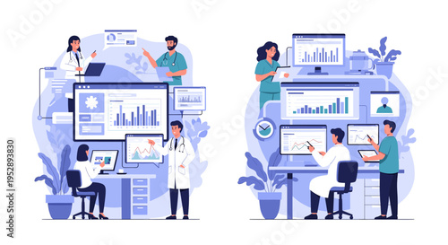 A calming illustration of a minimalist workspace featuring a large potted plant. Ideal for illustrating articles about wellbeing, office design, or re