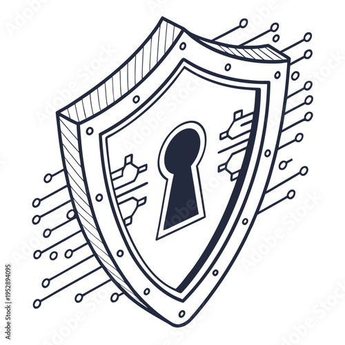 A shield with a keyhole on it