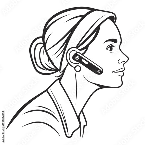 Woman wearing wireless earpiece