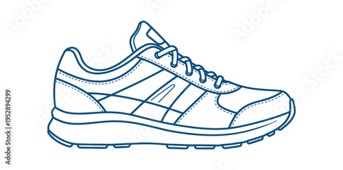 Running Shoe Outline Vector Illustration