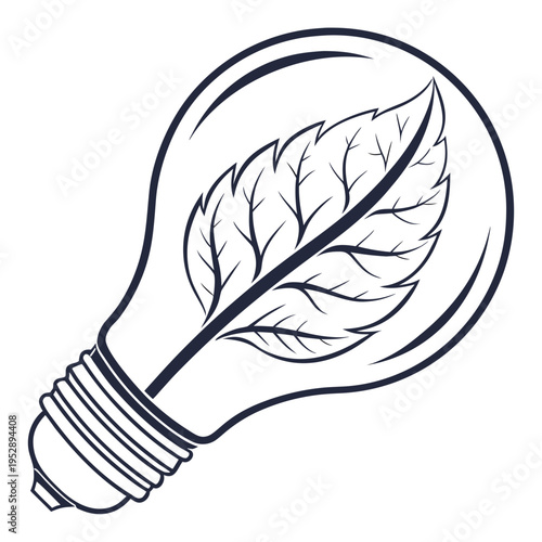 Eco friendly light bulb with leaf inside