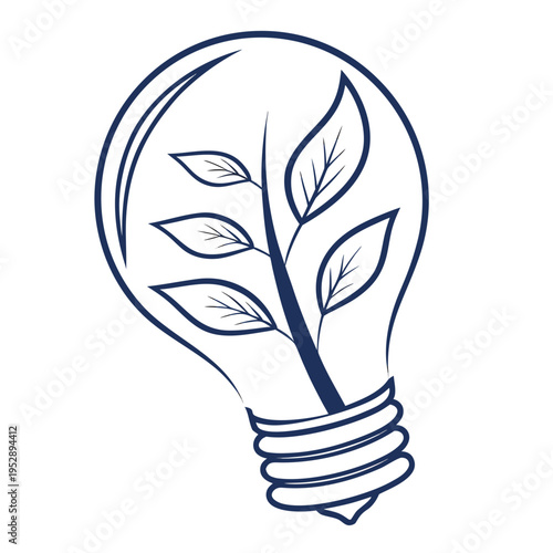 Eco friendly light bulb with green leaves