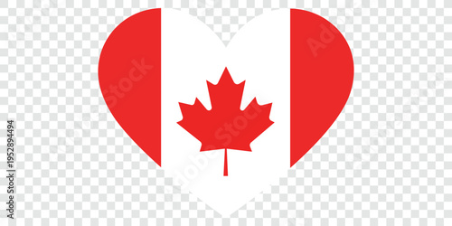 Canada Flag Heart Icon Vector Illustration