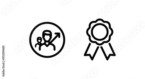 Promoter score and badge icons - customer loyalty and success symbols