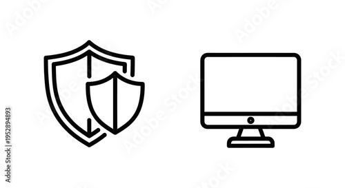 Shields icon for ip masking security and computer screen icon with ip address for network protection with ip masking