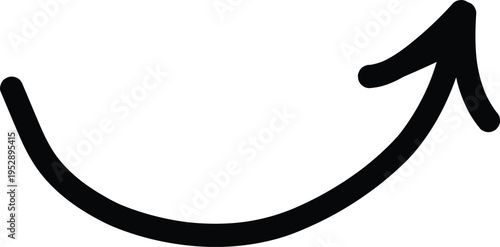 A black arrow curved upwards in a smile like shape