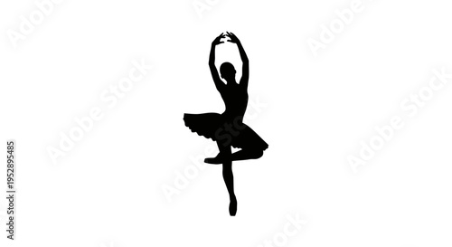 Silhouette of a ballerina in a graceful pose with one leg raised