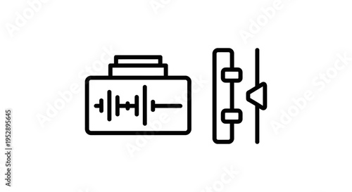 Sound wave equalizer and slider control icons, representing audio levels, music production, and sound engineering, sound system