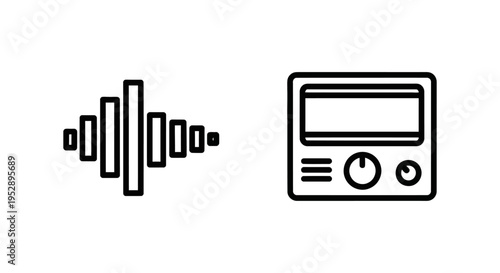 Audio delay effect waveform, delay plugin interface with sliders and knobs, sound processing, music production, audio engineering, echo effect, time manipulation, technology concept, graphic icon, vec