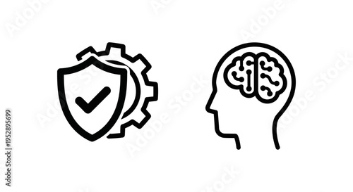 Kyc automation shield icon with gear and checkmark, AI kyc profile verification, identity check, security process, compliance, authentication, artificial intelligence, business security, technology co