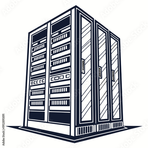 A large server with multiple doors and panels