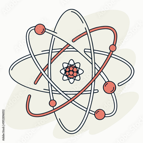 Cartoon atom model with electrons and nucleus