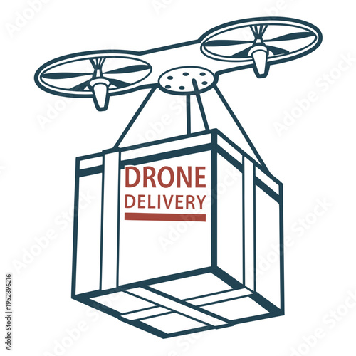 Drone delivery icon with box