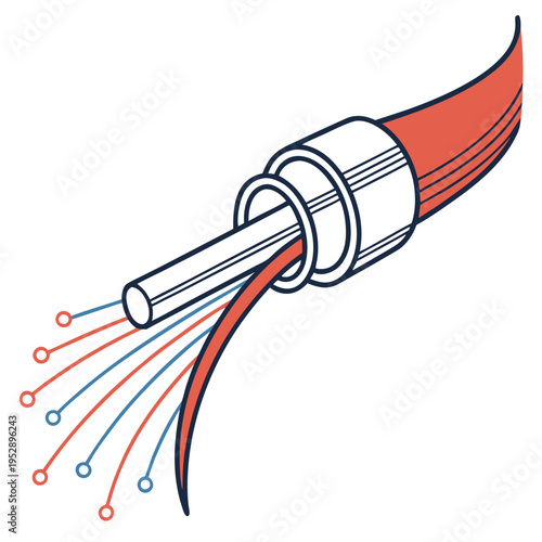 A red cable with a connector and wires